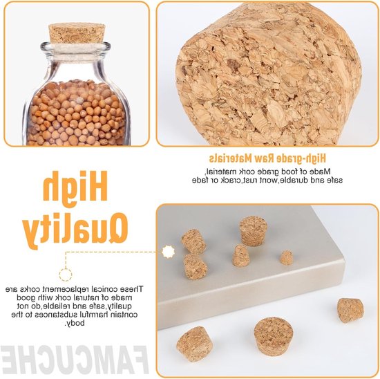 Natuurlijke Kurken Stopper Set van 48 Stuks - Conische Kurken voor Wijn, Bier en Glazen - Perfect voor DIY Projecten en Creatieve Ambachten — afbeelding 5