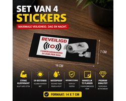 24ME® - 4 Stuks Camerabewaking Stickers - Plakzijde Binnenzijde - Camera stickers - Videobewaking stickers - Alarmstickers -