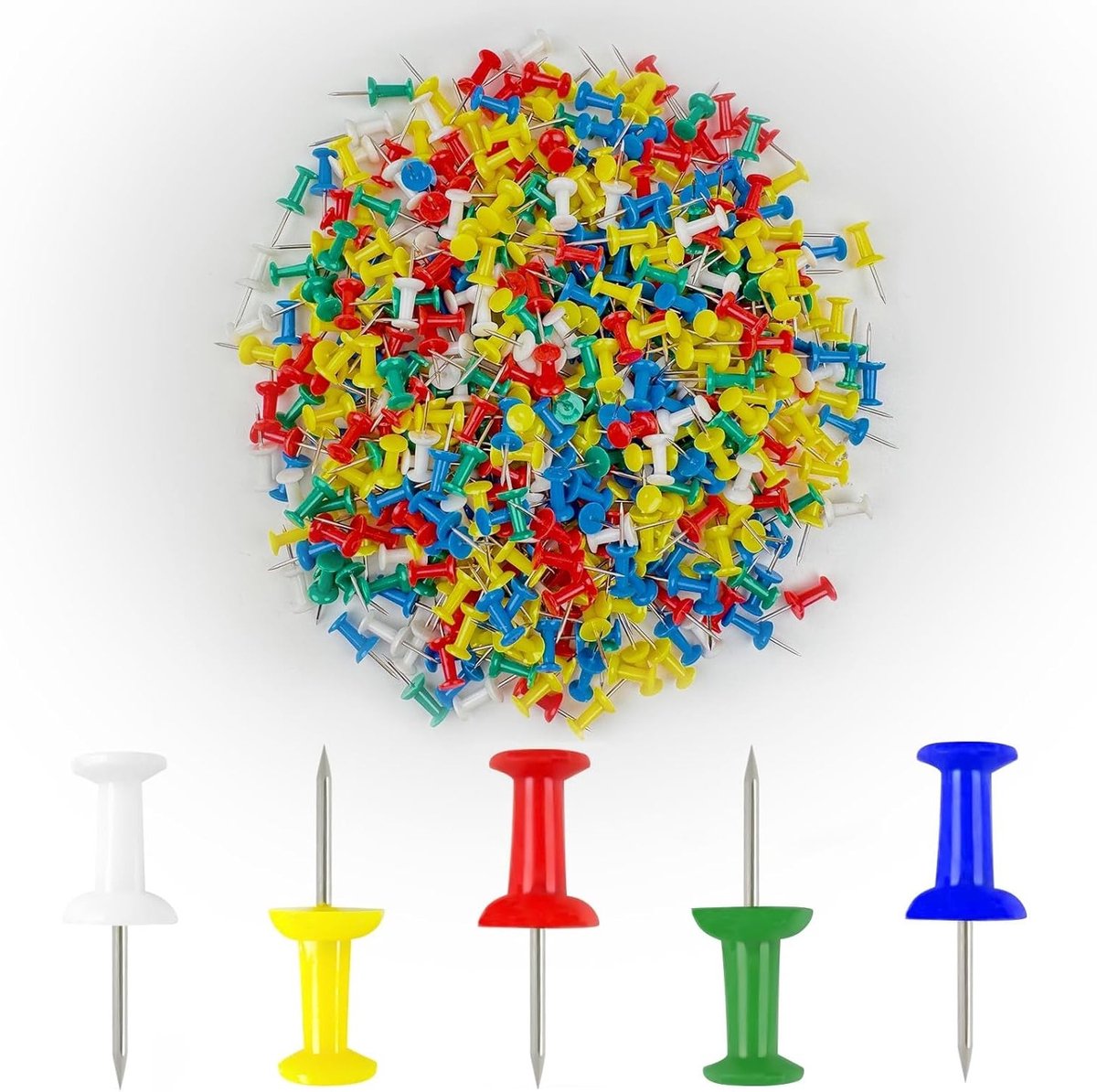 Kleurige prikpennen set van 50 stuks, 22mm lengte, plastic kop met metalen punt, ideaal voor kantoor en school