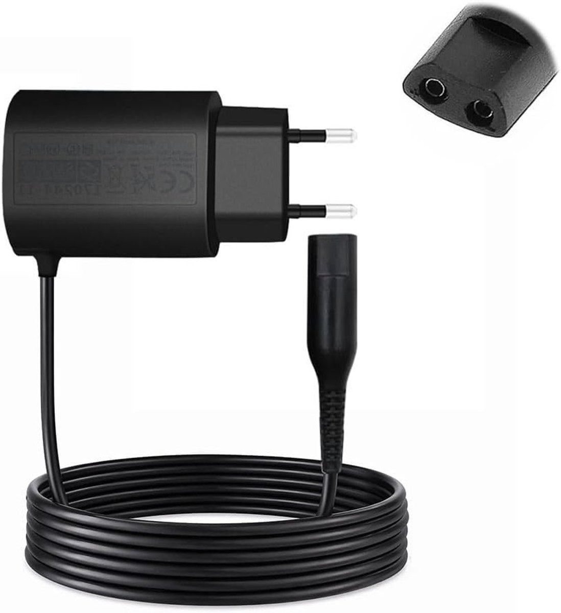 Oplader voor 12 V scheerapparaat, vervangende oplaadkabel en adapter, compatibel met verschillende Braun Series modellen