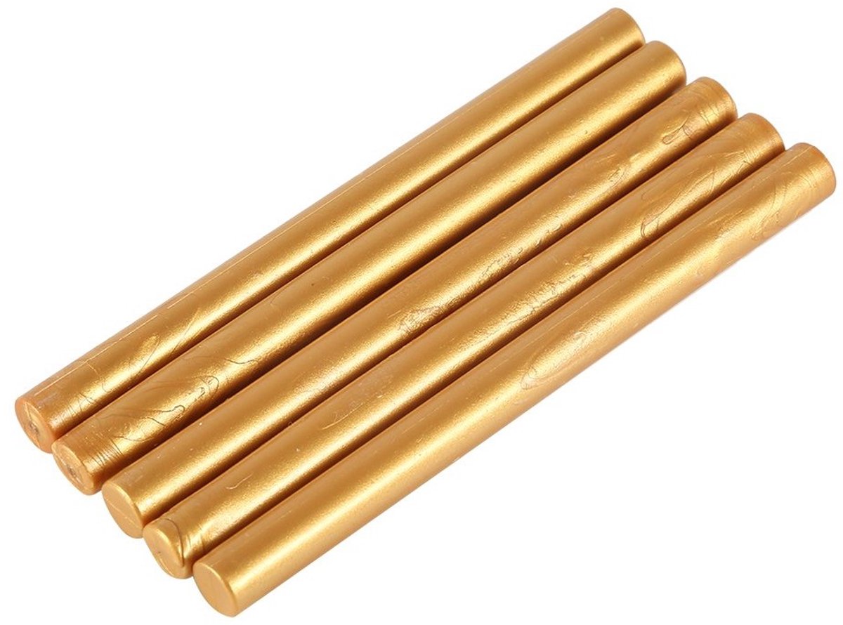 Vijf stuks verzegelingswassticks voor het verzegelen van vintage verjaardags- en trouwuitnodigingen en brieven (goud) - Perfect voor ambachtelijke projecten en creatief knutselen