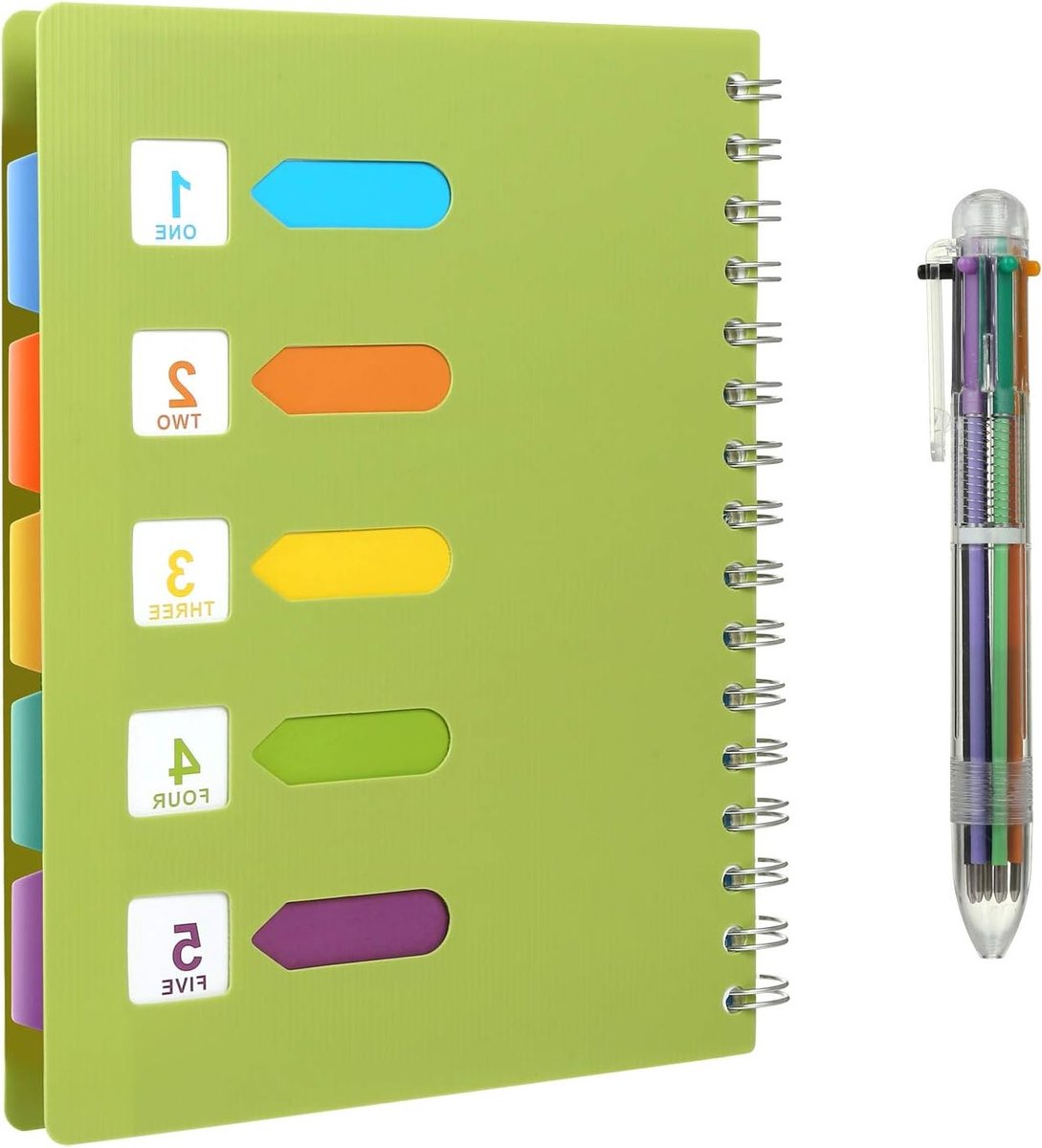 A5 Notitieboek met Ringband, Gelijnd Schrijfblok en Balpen in 6 Kleuren - 240 Pagina's, Ideaal voor Notities en Plannen