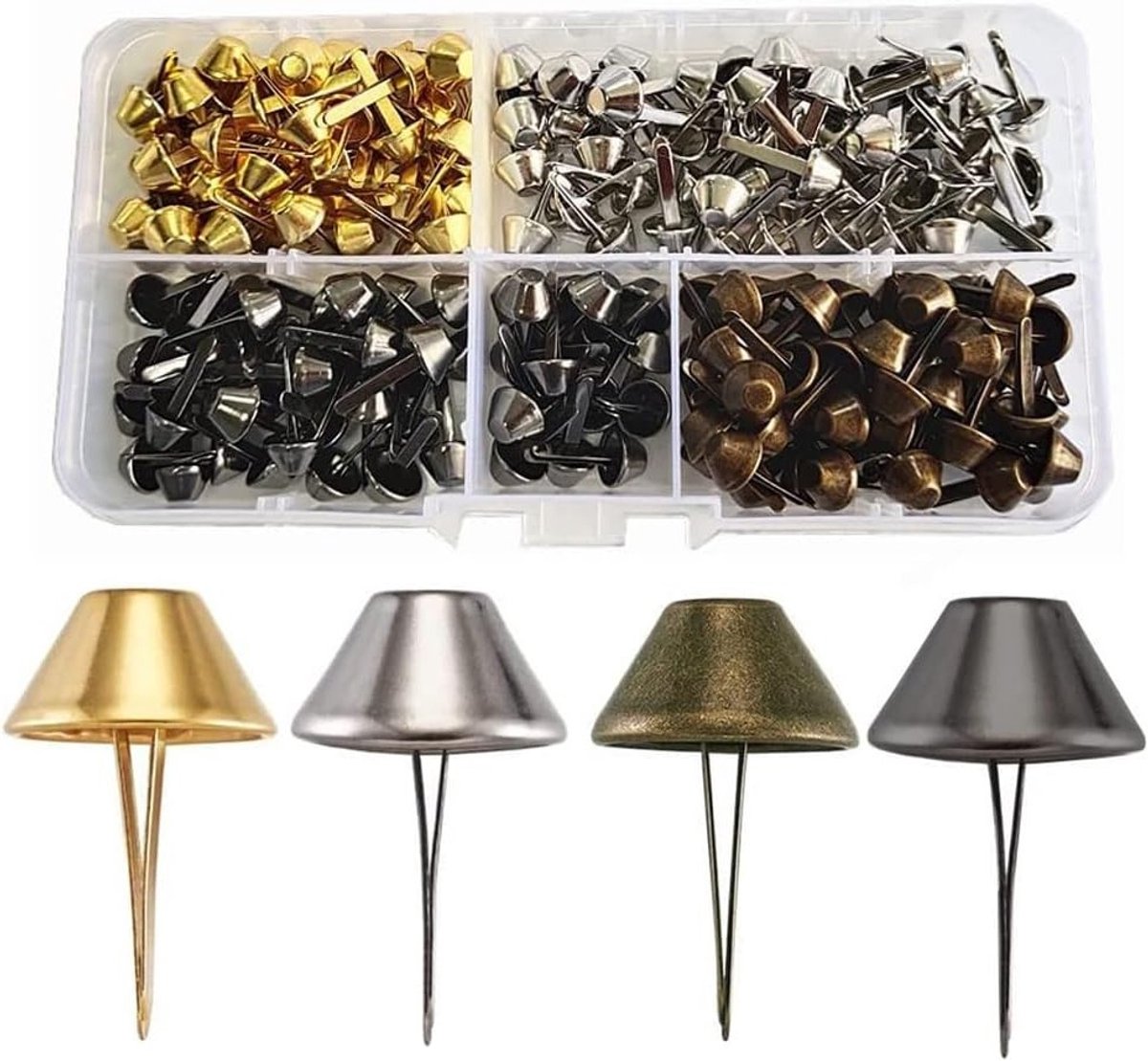 Leren Tas Studs - 200 Stuks Metalen Bodem Nagels voor DIY Creaties, Portemonnee en Handtas Maken, 4