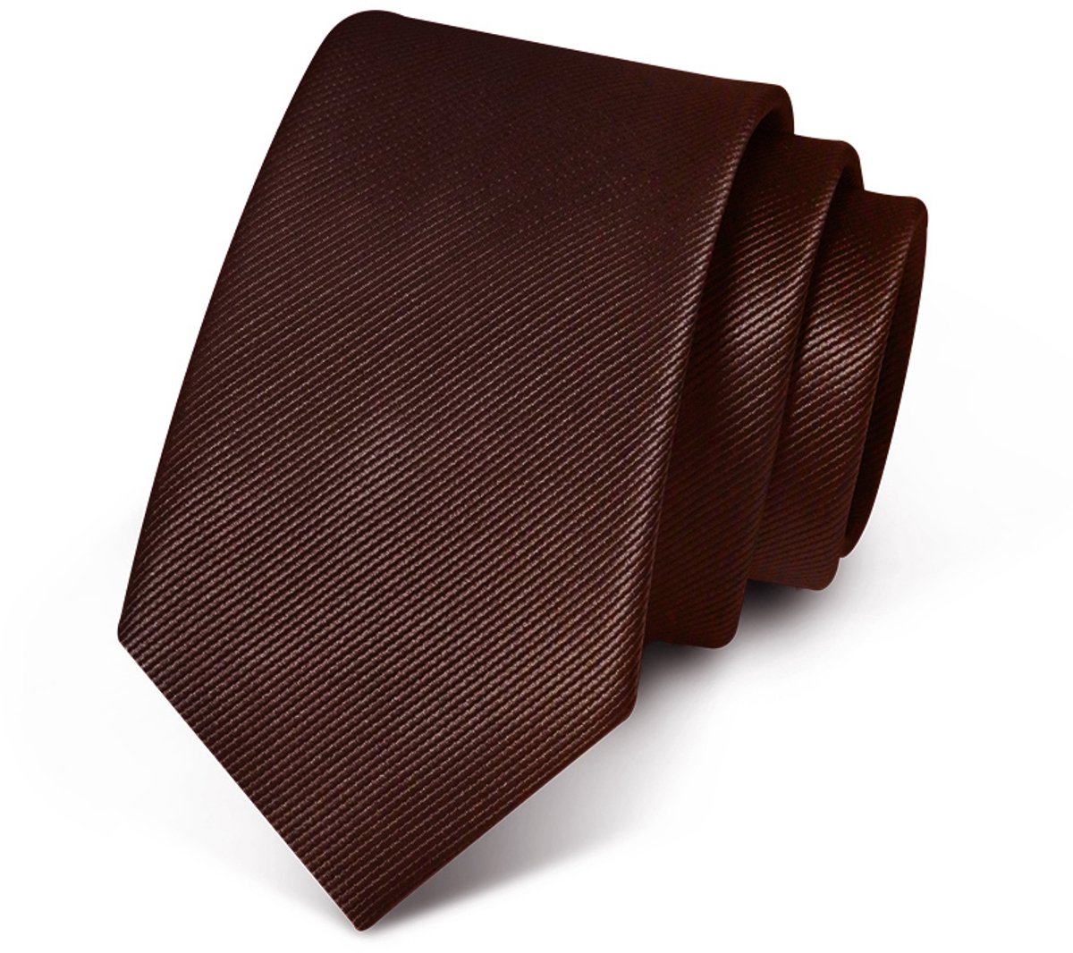 Premium Ties - Luxe Stropdas Heren - Polyester - Donkerbruin - Incl. Luxe Gift Box!