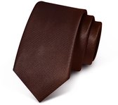 Premium Ties - Luxe Stropdas Heren - Polyester - Donkerbruin - Incl. Luxe Gift Box!