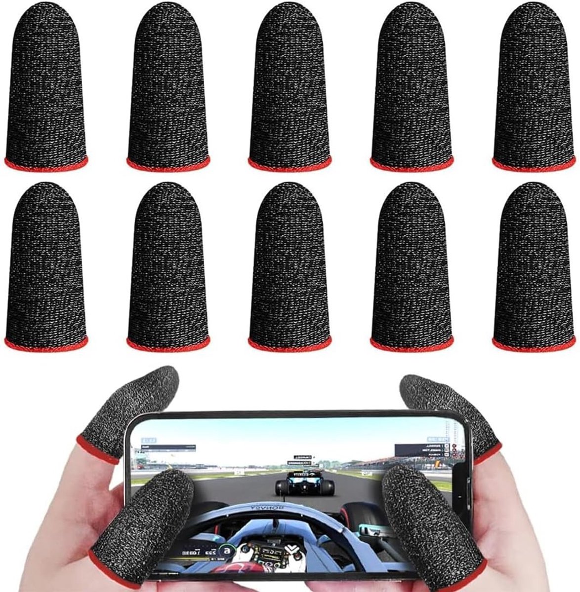 Vingerbeschermers voor Gaming, 10 Stuks Zilveren Vingerkappen voor Touchscreen, Ademend en Zweetbestendig, Geschikt voor Alle Apparaten