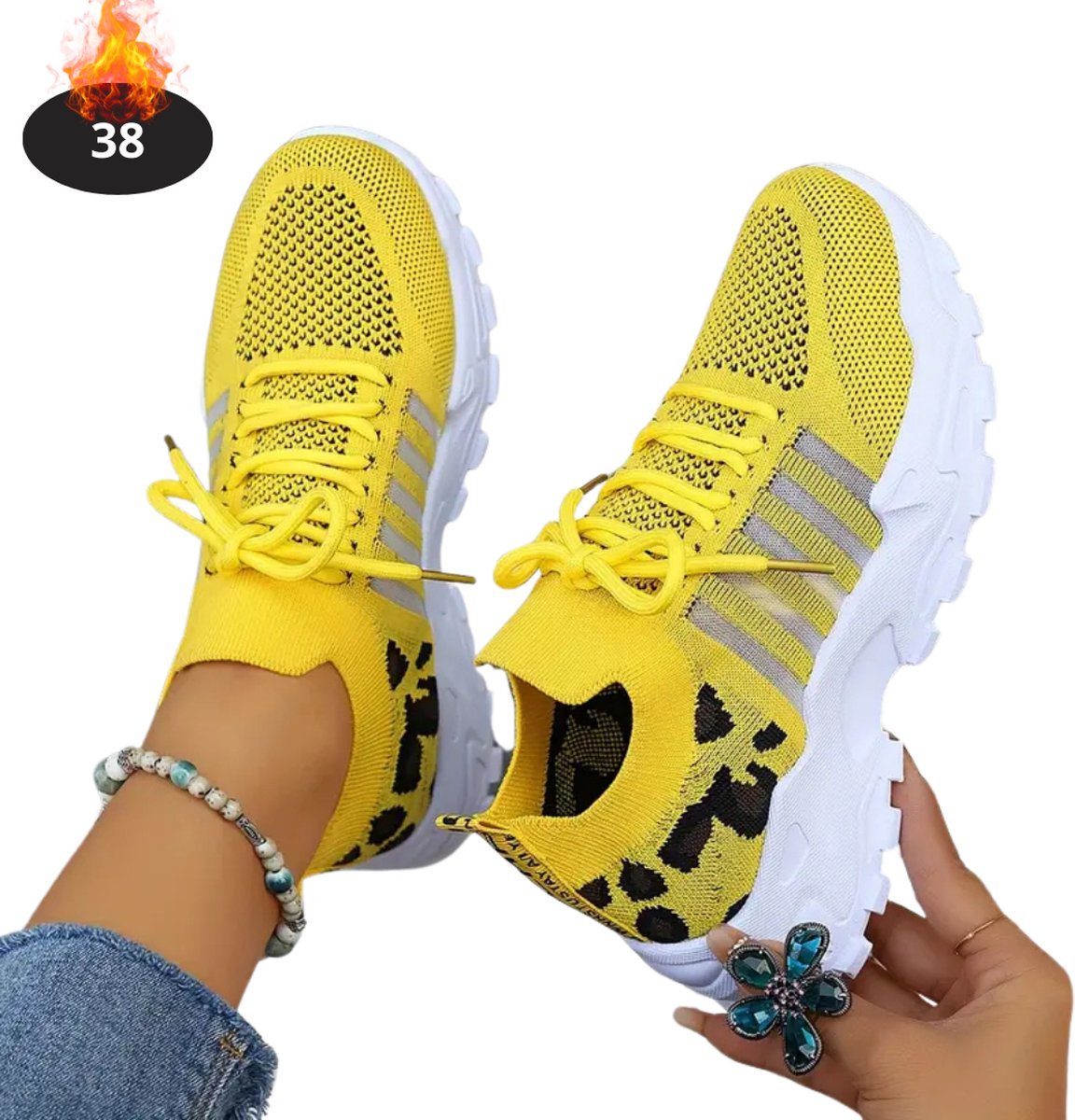 Livano Schoenen Dames Sneakers Comfortabel Sportief Casual Volwassen Geel
