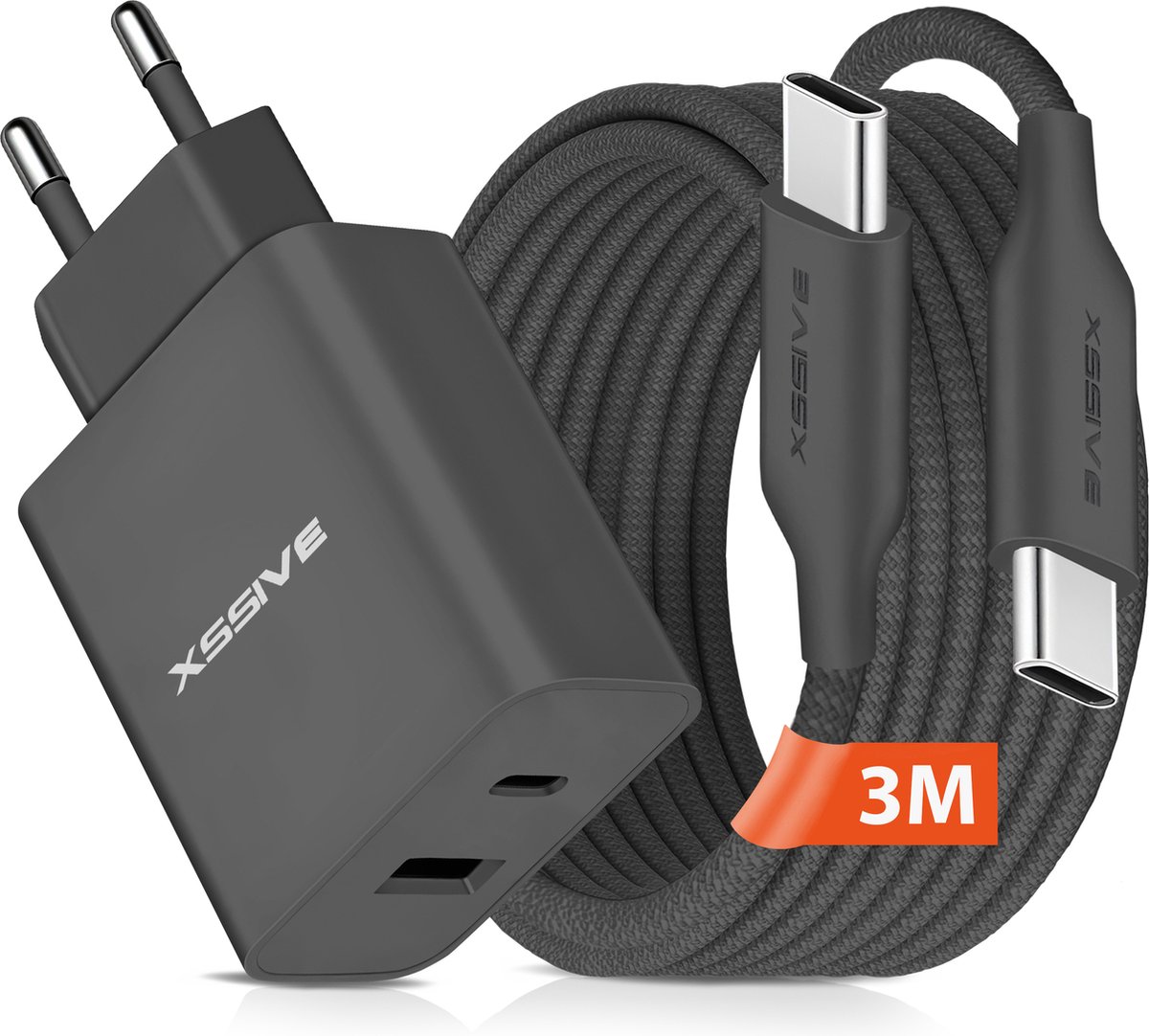 Power Adapter met USB-C naar USB C Kabel 3 Meter - 20W Fast en Quick Charge - Universeel