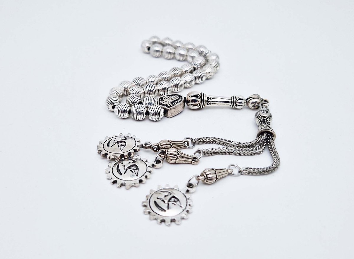 Handgemaakte metaal Tasbih " model 4 " - 8 mm diameter van de korrel- Mooie accessoire en decoratie voor de auto-Vaderdag Cadeau -Moderdag Cadeau - Cadeau vrienden