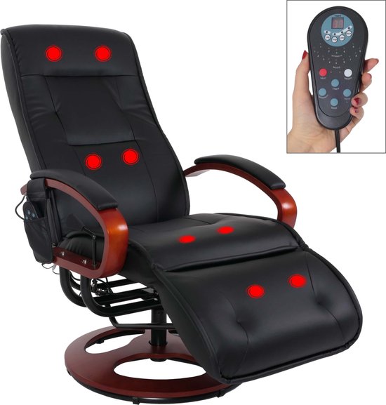 Cosmo Casa Relaxligstoel met Massage Leer Zwart - Cosmo - €692,99