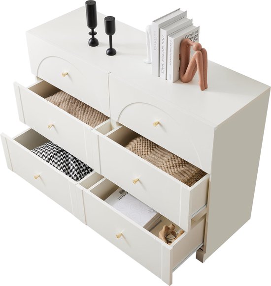 Rebecca Mobili Multifunctionele kast, ladekast, 2 laden, 2 deuren, hout, bruin, groen, vintage, badkamer, woonkamer (cod. RE4341