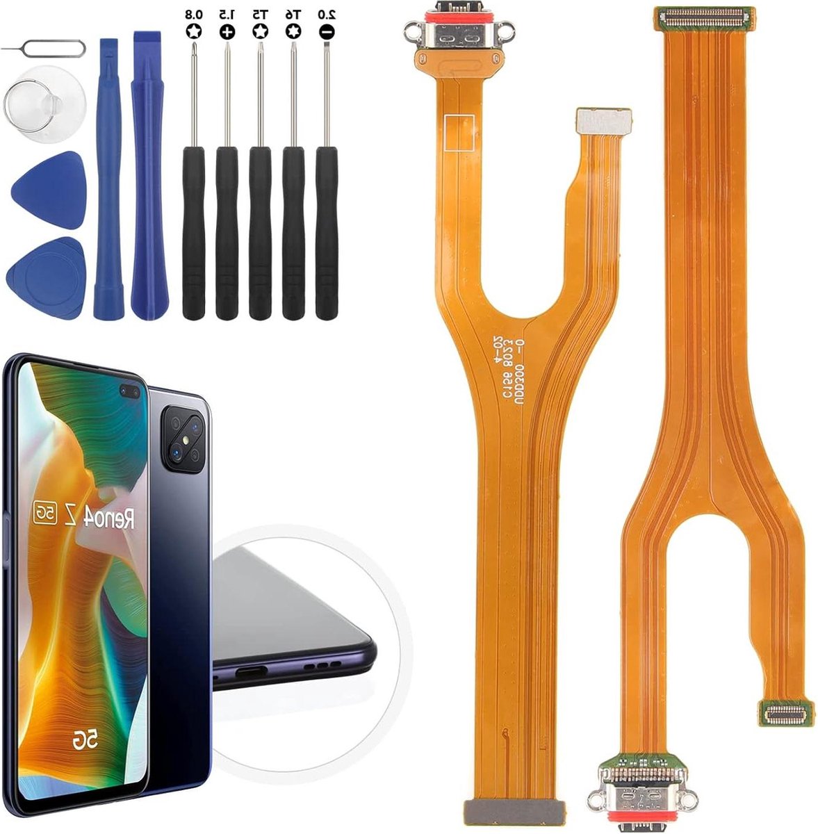 Content Oplaadaansluiting OPPO Reno 4Z 5G CPH2065 USB Dock Flexibele Kabel Gereedschap .