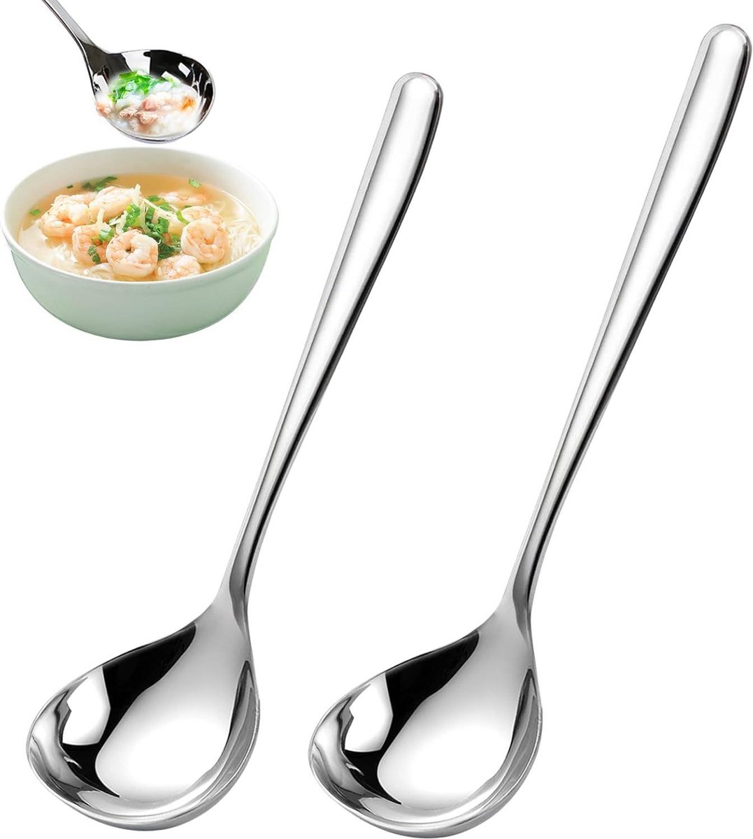 Roestvrijstalen Soeplepel Set 17-20 cm - 2 Stuks voor Keuken, Restaurant en Hotels .