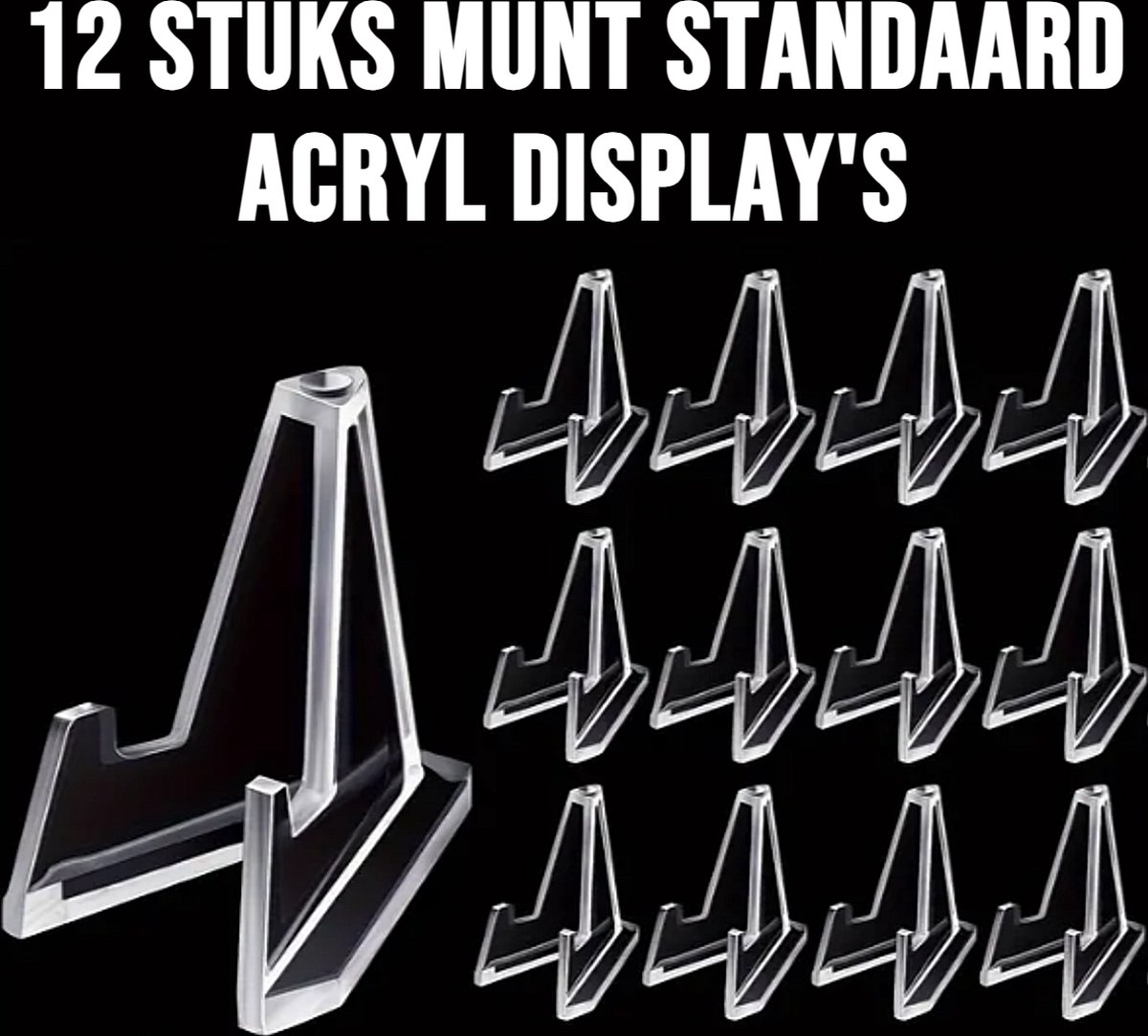 Allernieuwste.nl® 12 Stuks Munt Standaard Acryl Display Muntstandaard – Kaartenstandaard Munten Houder Transparant %%