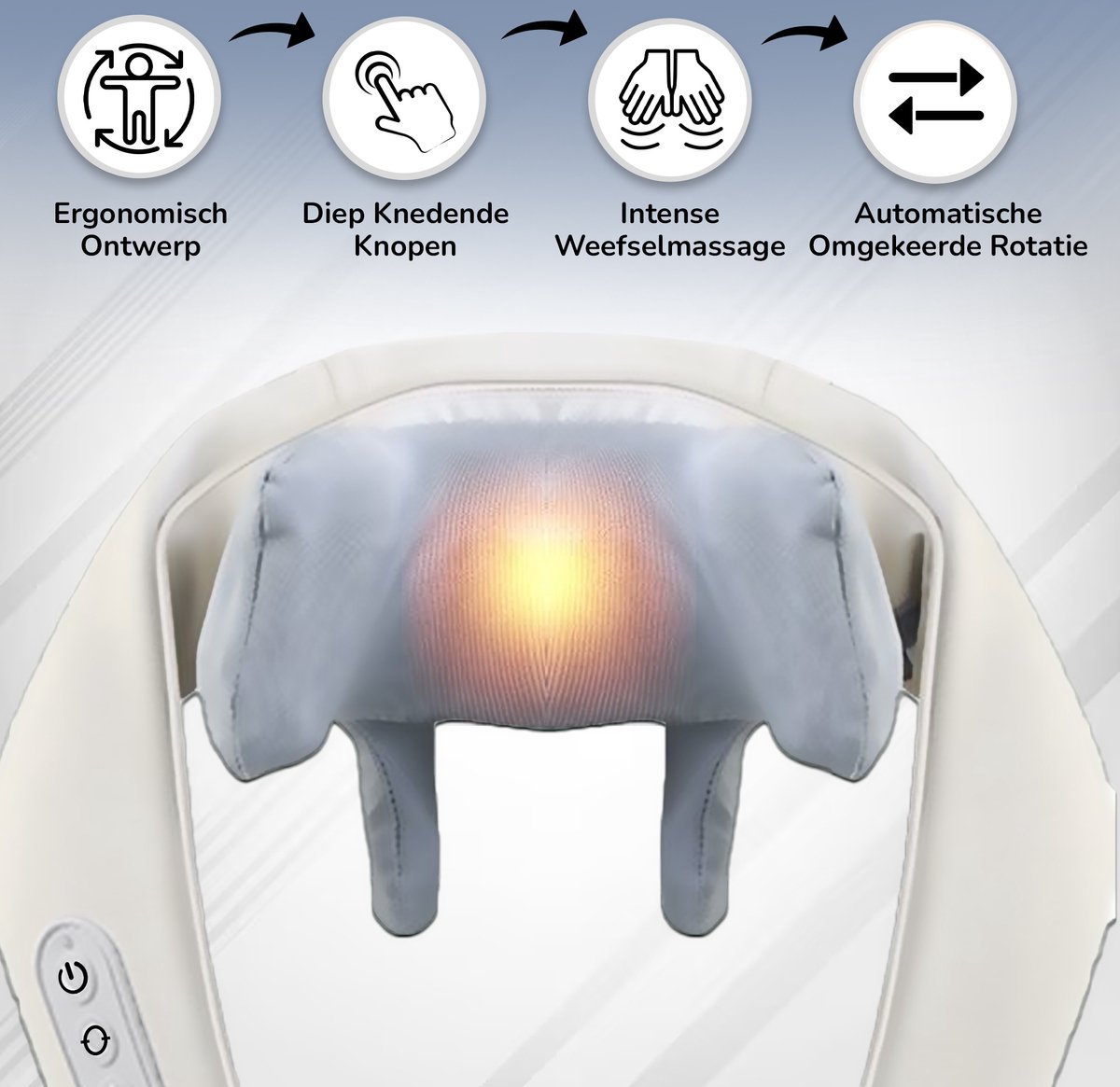 Afbeelding 2 van Novalance - Nekmassage - Shiatsu Massagekussen - Elektrisch Nekmassage Apparaat - Ook voor Arm Rug Schouder & Been - Infrarood + Slaapmasker