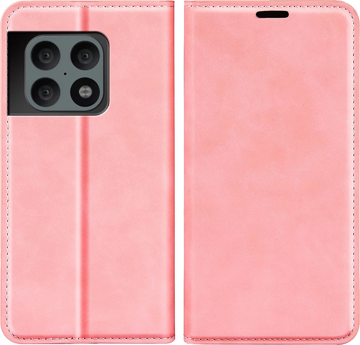 Cazy hoesje geschikt voor OnePlus 10 Pro - Hoesje met Pasjeshouder - Luxe Book Case - Roze