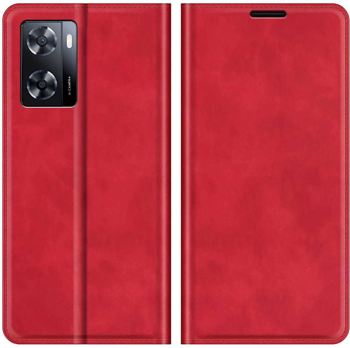 Cazy hoesje geschikt voor Oppo A57 - Hoesje met Pasjeshouder - Luxe Book Case - Rood