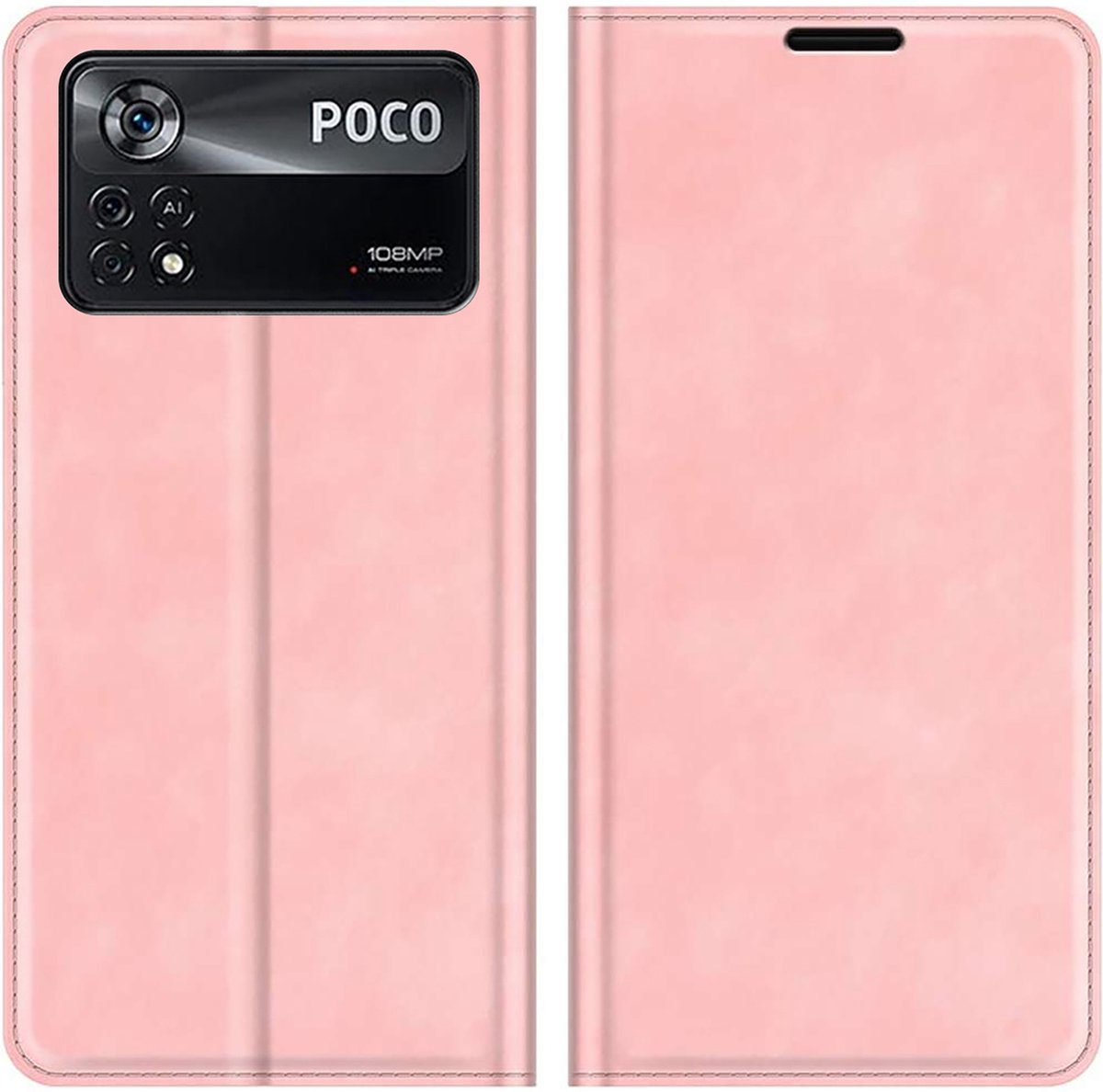 Cazy hoesje geschikt voor Poco X4 Pro - Hoesje met Pasjeshouder - Luxe Book Case - Roze