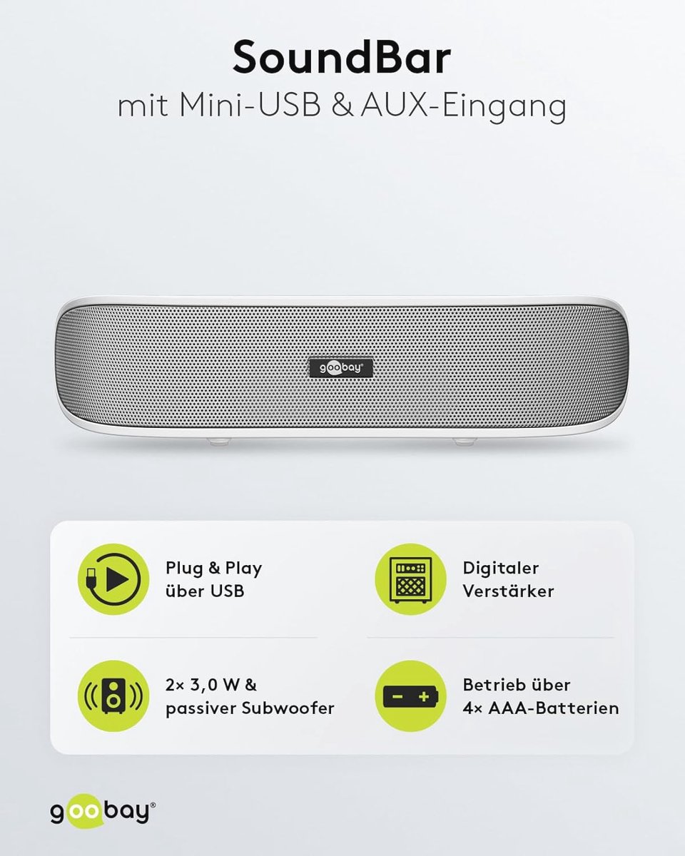 Stereo Soundbar 6W Compact Geluidssysteem voor TV en PC - afbeelding 3