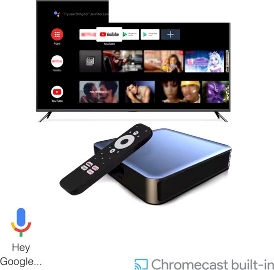 Android TV Box (original) - Chromecast voor TV - Media Streamer 32GB - Streaming Box - 2 jaar garantie - Chrome Cast - TV Streamer - 4K HDR - Google gecertificeerd