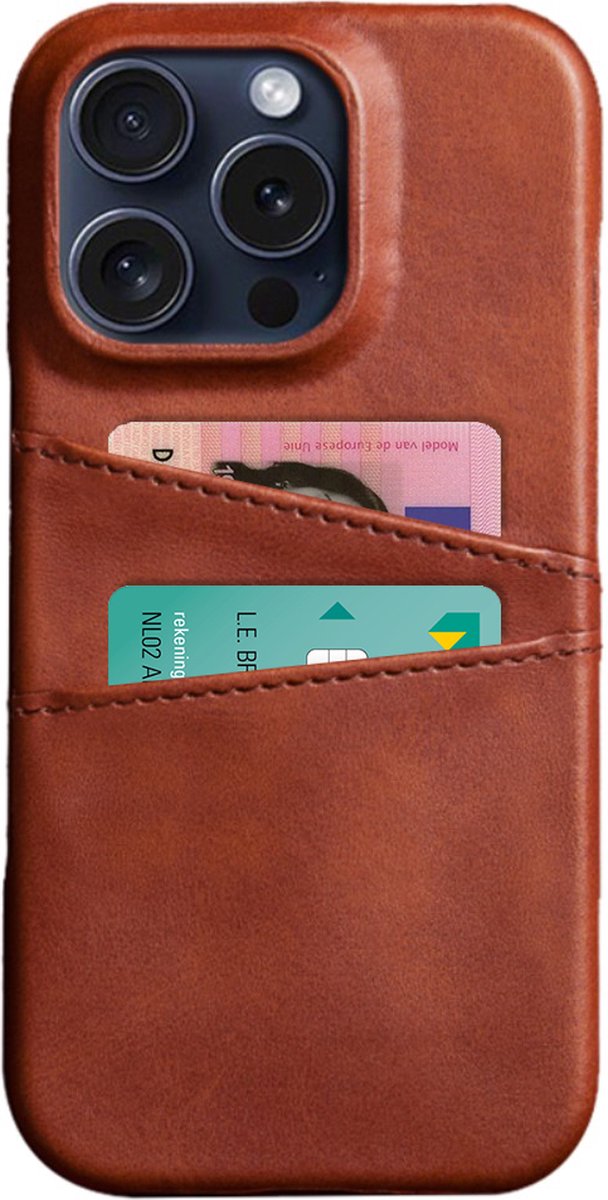 Peachy Duo Cardslot Wallet vegan leather hoesje geschikt voor iPhone 16 Pro Max - bruin
