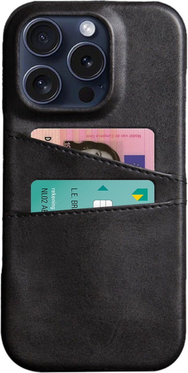 Peachy Duo Cardslot Wallet vegan leather hoesje geschikt voor iPhone 16 Pro - zwart