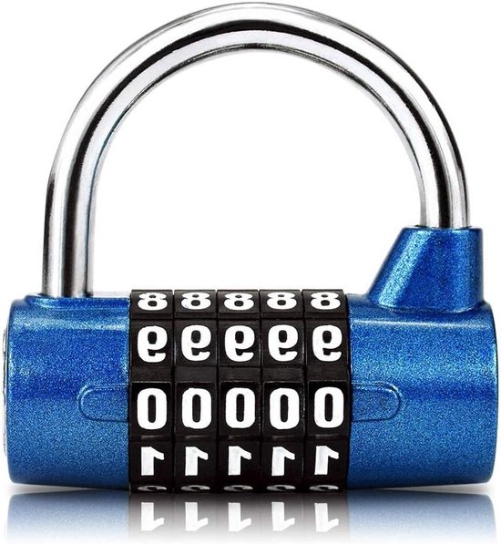 Combinatieslot met 5 cijfers hangslot voor sportschool, school, sport- en sportkluisje, etui, omheining