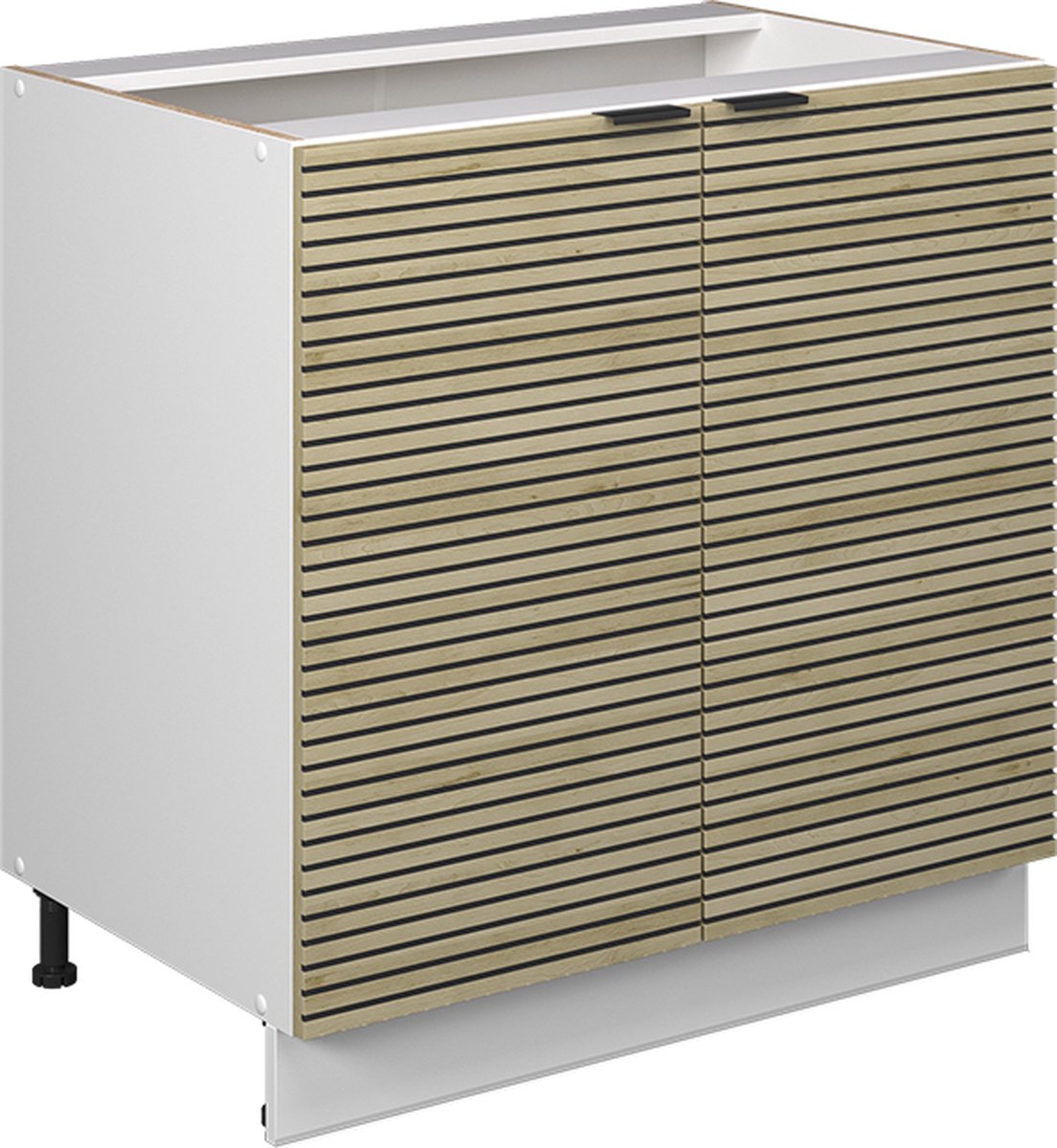Vicco Keukenonderkast Fame-Line, Eiken paneel/Wit, 80 cm zonder werkblad