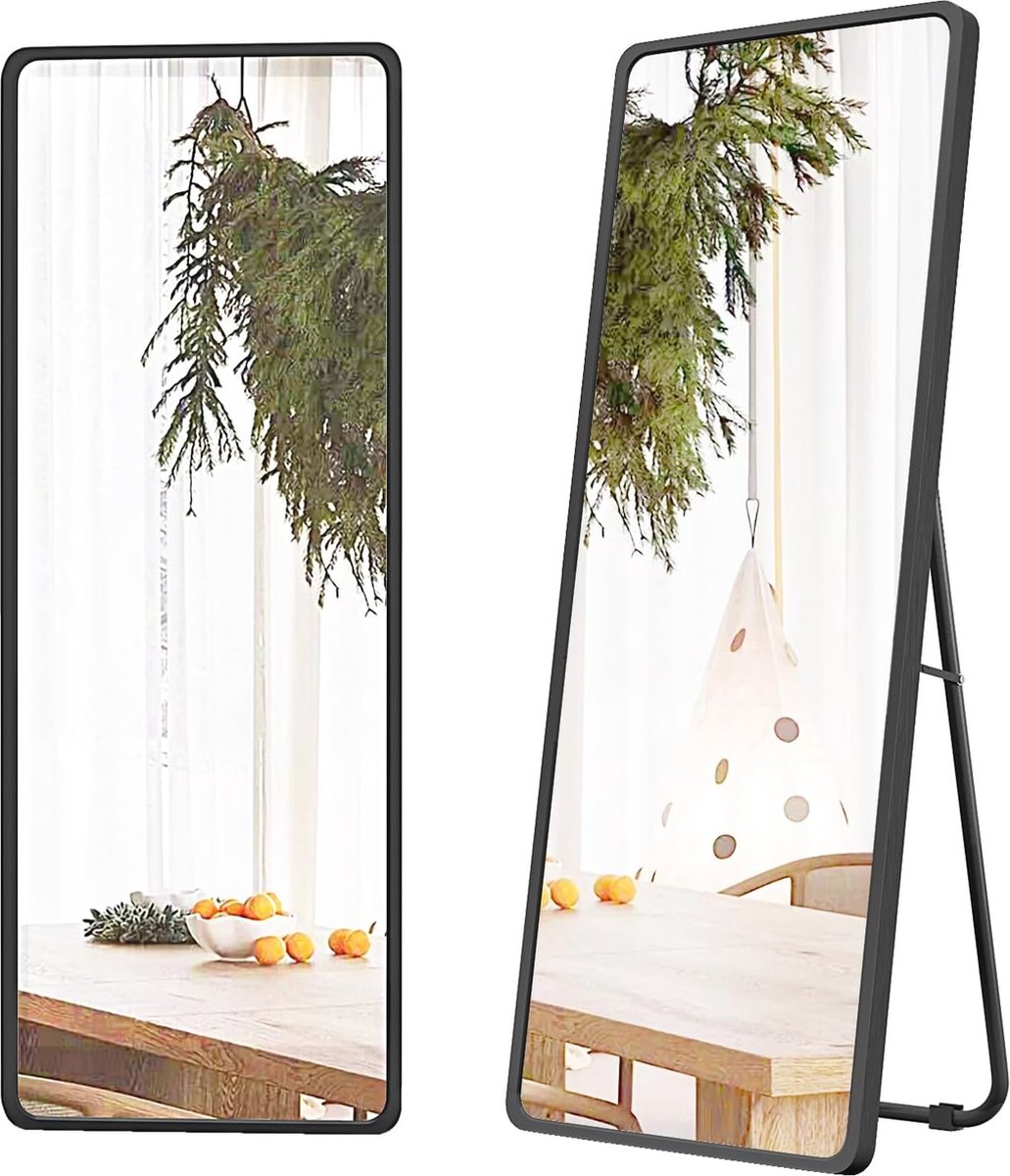 Vloerspiegel Volledige Lengte 150 x 40 cm met Aluminium Frame, Modern Ontwerp voor Wandmon