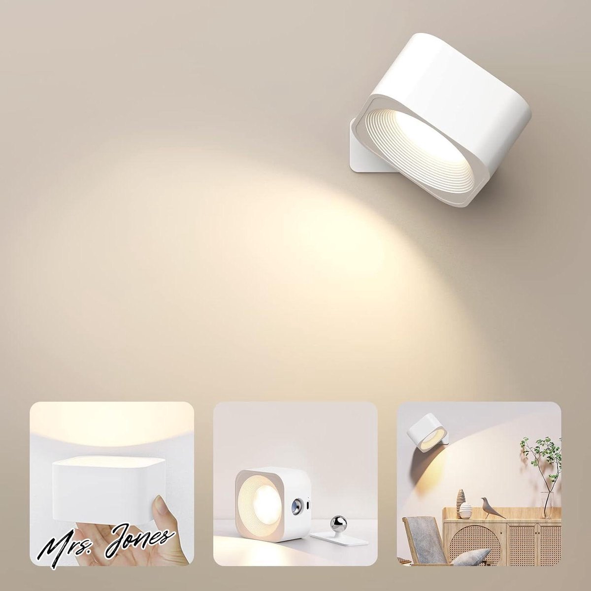 Mrs. Jones Wandlamp voor binnen 3 helderheidsniveaus 3 temperaturen touch-led 360 graden draaibaar wandlamp bedlampje USB-opladen wandlamp slaapkamer woonkamer gangpad - moderne verlichting .