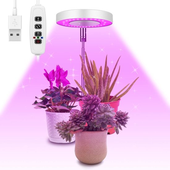 48 LED-Lampkralen Plantenlamp Met Timer USB - Verstelbare Groeilamp Volledig Spectrum Plantenlicht - Kamerplanten 3 Lichtmodi 10 Helderheid (Warm Licht)