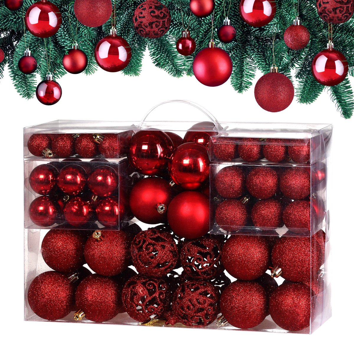 Casaria Kerstballen 100 Stuks - Mat Glanzend - Ø 3 6 cm Rood – foto 3