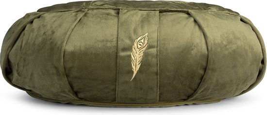 MindBaas Meditatiekussen - Eco - Halve Maan - Groen - Velvet - Dubbel Gestikt - 12 x 45 cm (hoogte x diameter) - Yoga kussen - Yogakussen van MindBaas — afbeelding 2