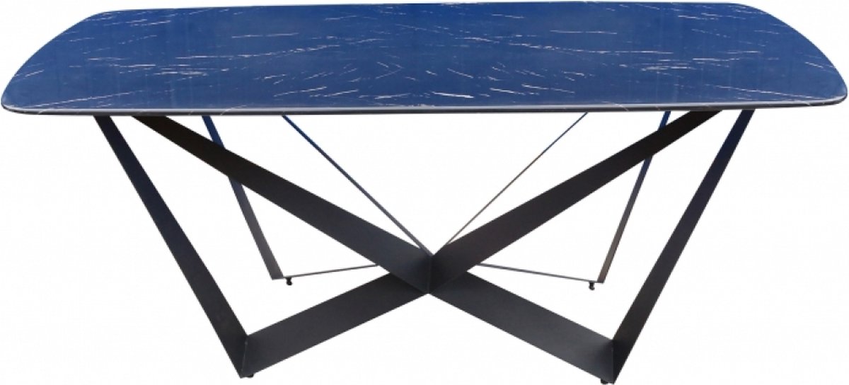OHNO - Gouda Eettafel - Zwart, Blauw - Marmerlook - Metalen onderstel