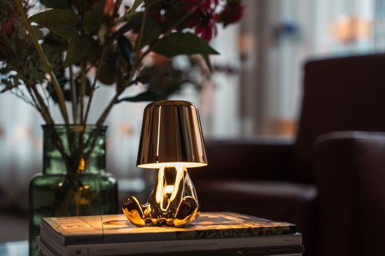 Luxus Lampe de table sans fil rechargeable Bins Brother - Or - Set de 5 - Lampe de table décorative - Lampe de nuit - Lampe de table de chambre - Lampe de bureau - LED - Tactile - Intensité variable - Sans fil - Fonctionne sur piles