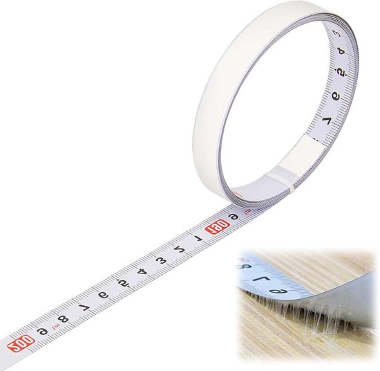 Koolstofstaal Zelfklevende Meetband, 10mm Breedte Wit Metrische Schaal Mijter Track Tape, Schaal Heerser Tape (links naar rechts), 4M Lengte, 1 Stks
