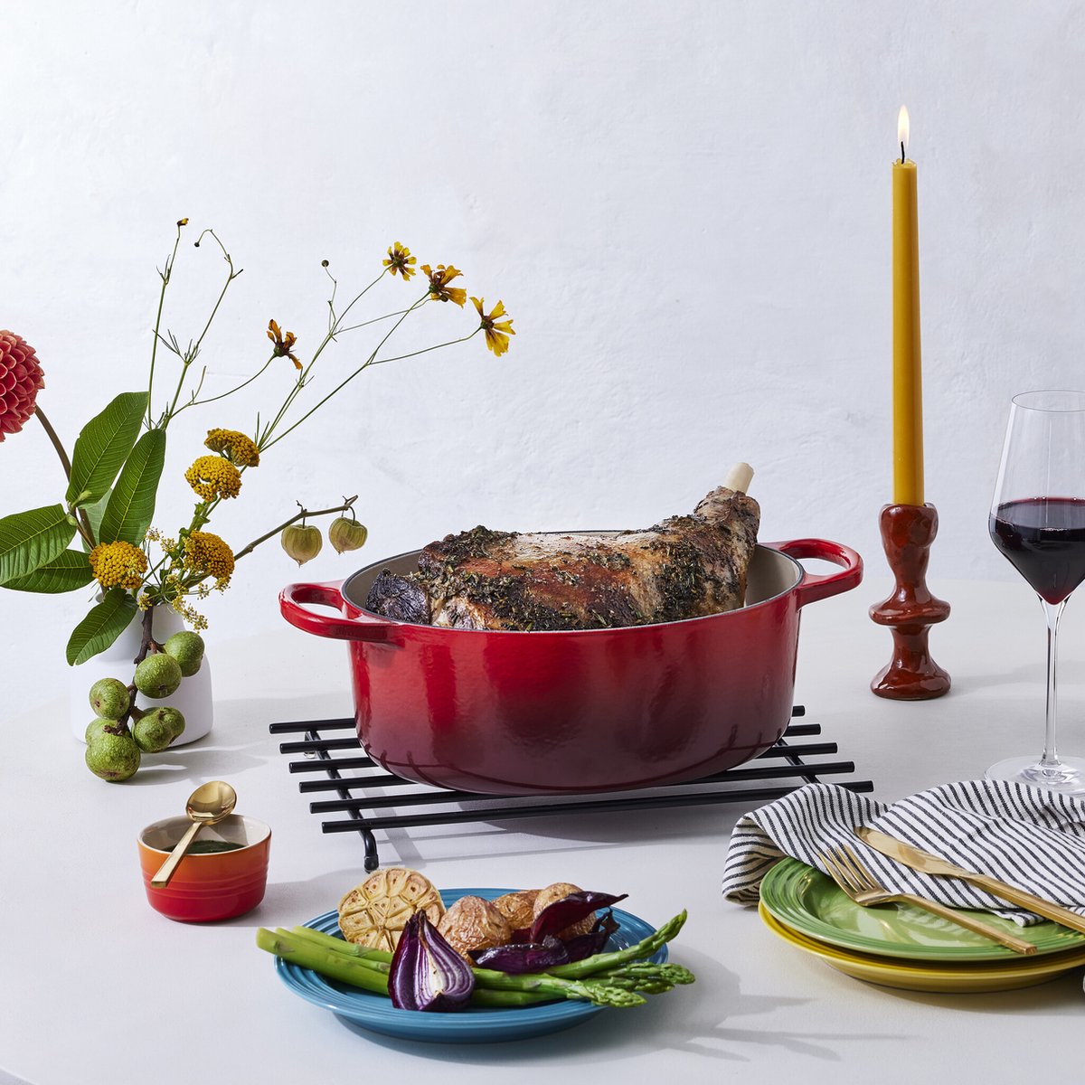 Le Creuset Ronde Stoof-/Braadpan 24 cm Kersenrood