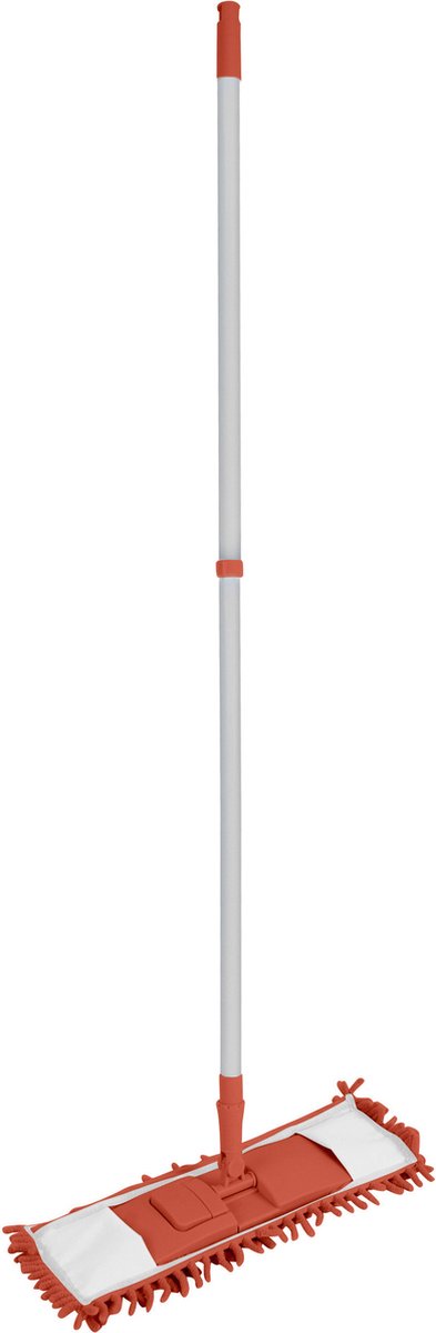 Goedkoopste Benson Vloerwisser microvezel - met steel - verstelbaar - vloertrekker - oranje - schoonmaken - dweilen - met grote noppen