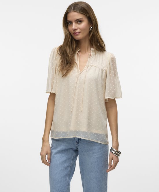 Chemisier Vero Moda Vmleah Ss Top en dentelle Wvn Ga Noos 10325309 Pumice Stone Femme Taille - XL