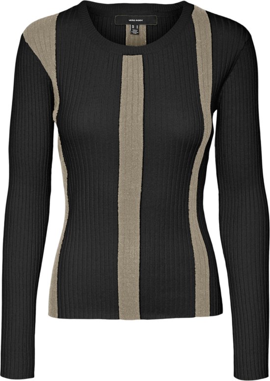Vero Moda Trui Vmgold New Rib Ls O-neck Pullover 10311391 Black/w.silver Dames Maat - S
