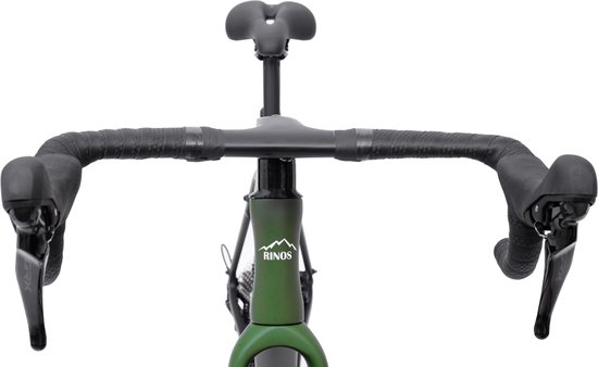 Rinos Sandman 4 Gravel Bike - carbonframe, GRX400 20 versnellingen, hydraulische schijfremmen, lichtgewicht, allround fiets voor elk terrein, Zwart Groen 58 van Rinos — afbeelding 4