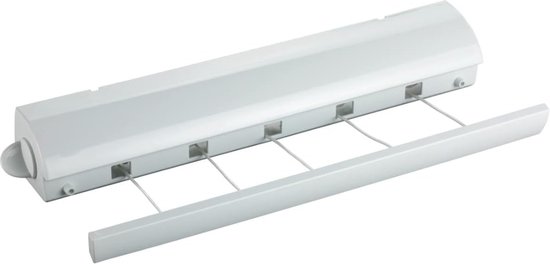 Corde à Linge Extensible Fackelmann 2,5-4,5m - Avec 10 Pinces - Caoutchouc Et Métal - Pour Voyage Ou Appart