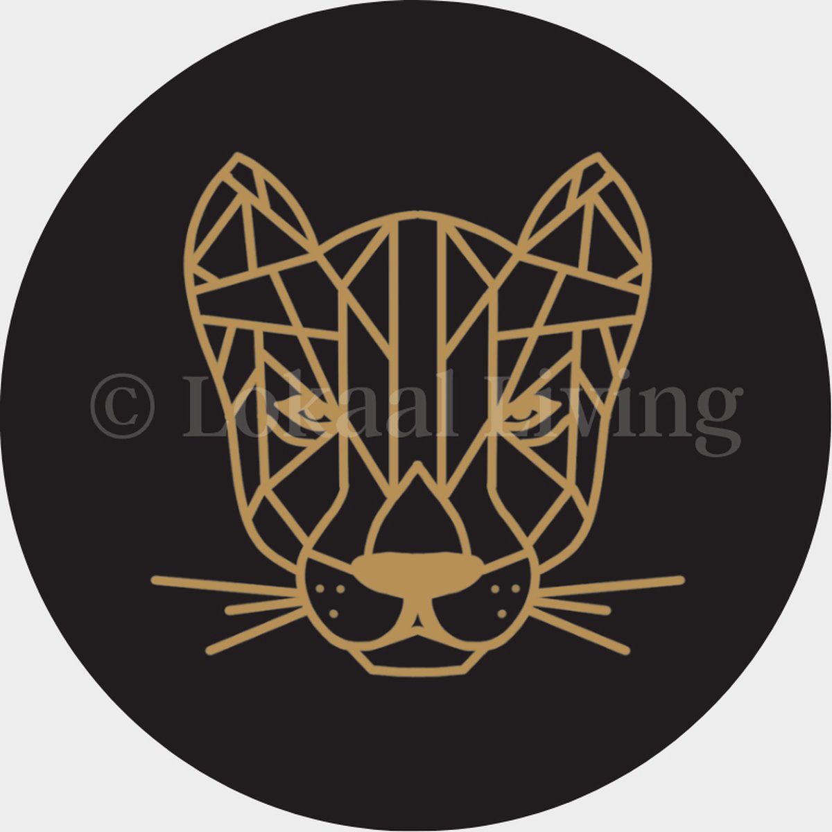 Lokaal Living - muurcirkel - 30 cm - panter - dieren - Zwart goud - woonkamer - binnen en buiten