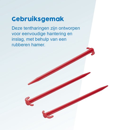 ProPlus Tentharing - 30 cm - ABS Grondpennen - Lichtgewicht - Tentpennen - Tentverankering - voor Tenten - Kunststof - 6 stuks - Rood van ProPlus — afbeelding 3