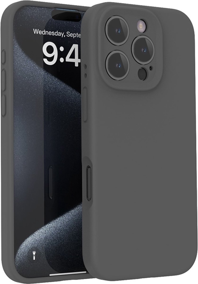Lunso Geschikt voor iPhone 16 Pro hoesje - Flexibel siliconen Backcover - Donkergrijs
