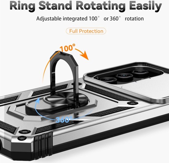 Coverup Ring Kickstand Couverture arrière avec Shield d'appareil photo adapté à la coque Samsung Galaxy A35 - Grijs