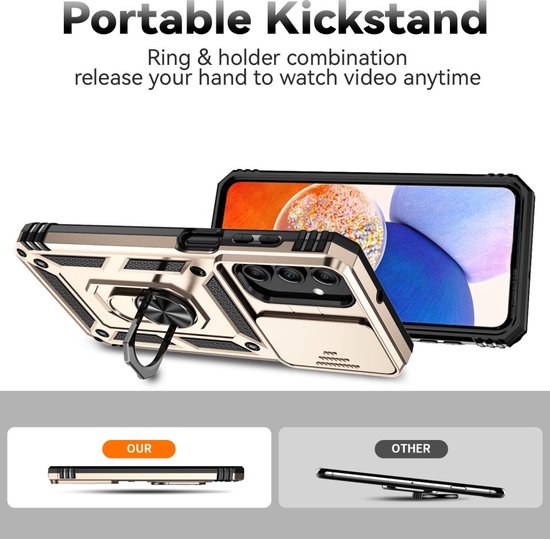 Coverup Ring Kickstand Back Cover avec Shield De Caméra Adapté À La Coque Samsung Galaxy A35 - Or