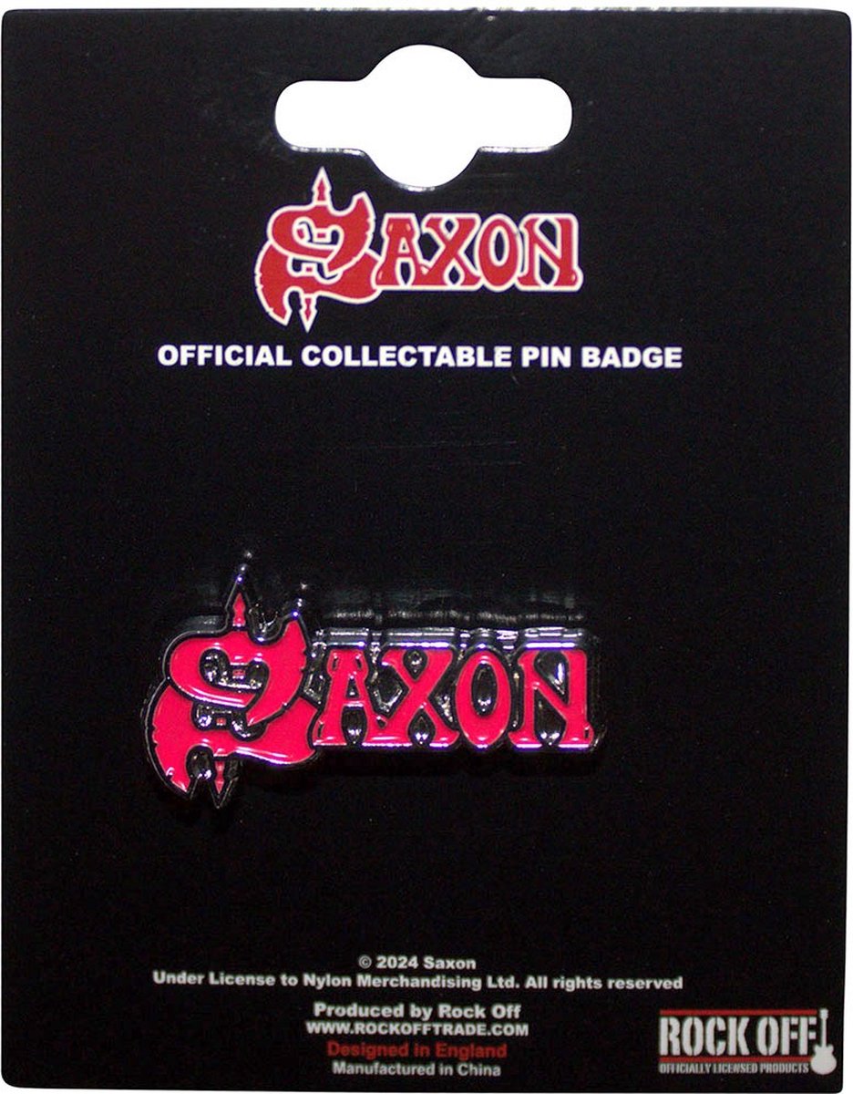 Saxon - Red Logo Pin - Rood