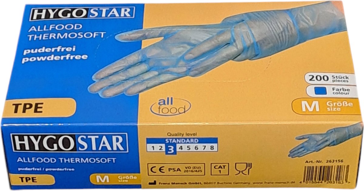 Goedkoopste Hygostar TPE wegwerp handschoen blauw - maat M - 200 stuks - latexvrij