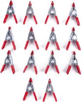 Mini zeilklem/zeilclip - 14x - 5 cm - kunststof/staal - Dekzeil klemmen - Camping/outdoor klemmen - Klussen